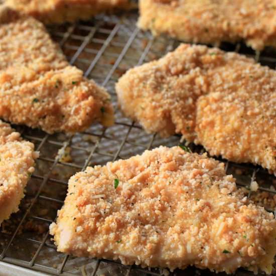 Asiago-crusted chicken cutlets