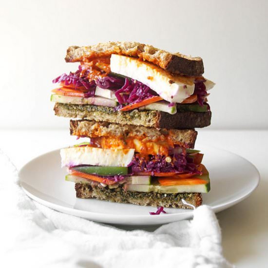 Pesto Mozz Sauerkraut Sandwich