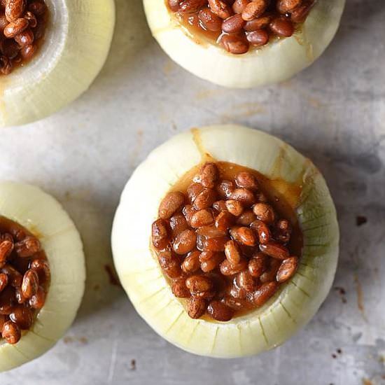 Baked Beans In Onion Bowls