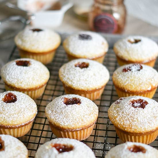 Strawberry Thumbprint Corn Muffins