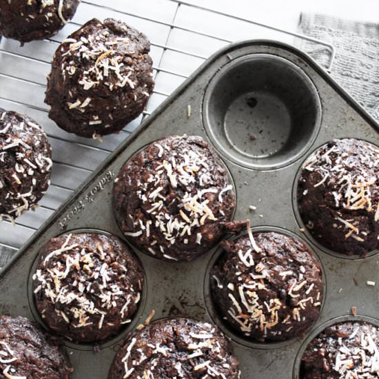 Chocolate Coconut Zucchini Muffins