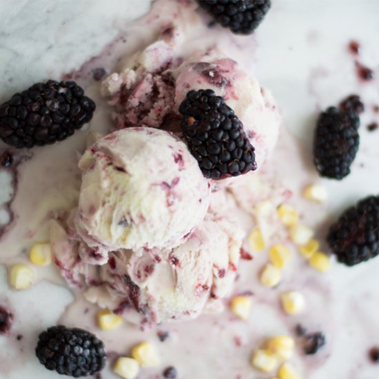 Sweet Corn and Blackberry Ice Cream