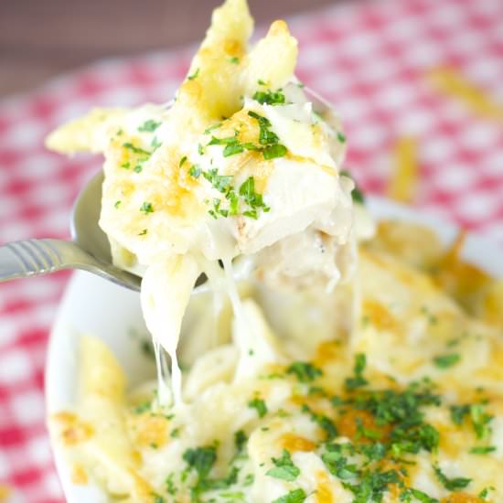 Chicken Alfredo Baked Pasta