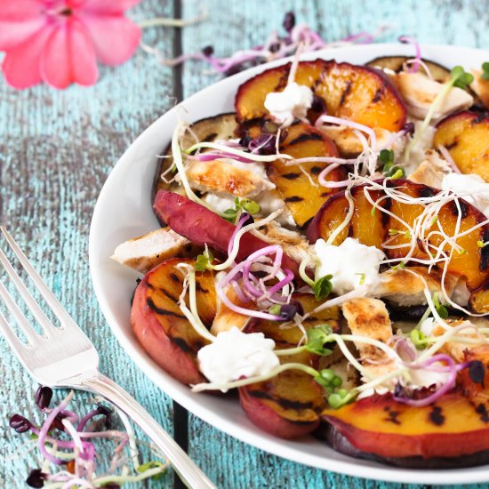 Grilled Eggplant & Peach Salad