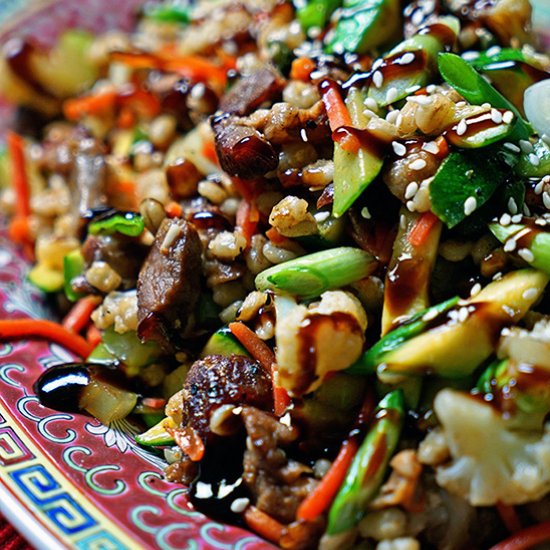 Barley Stir Fry with Baby Back Pork Ribs