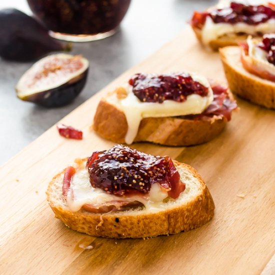 Brie, Fig Jam, & Serr Ham Crostini