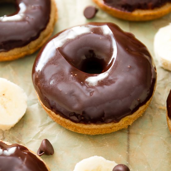 Banana Donuts with Chocolate Glaze