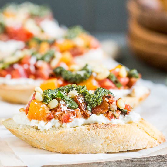 Tomato & Basil Pesto Crostini