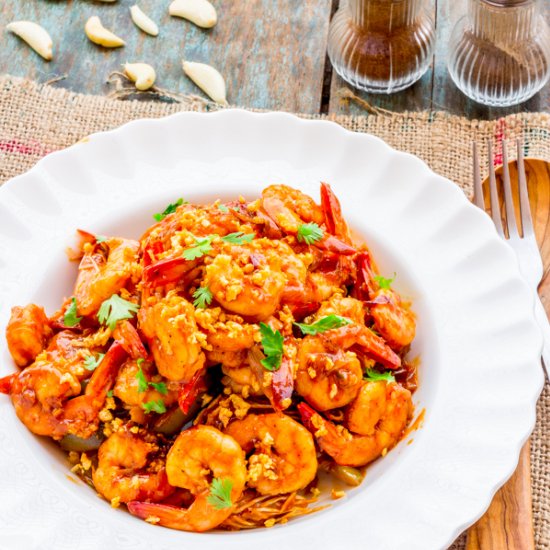 Stir-Fry Shrimp with Roasted Garlic