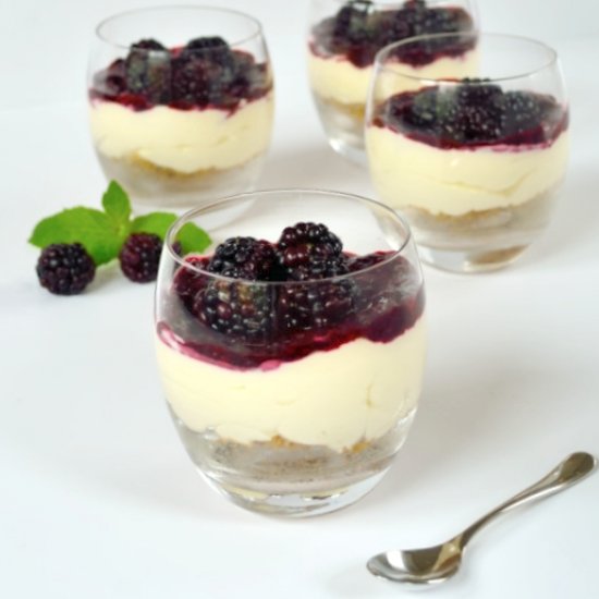 Blackberry & White Choc Cheesecakes