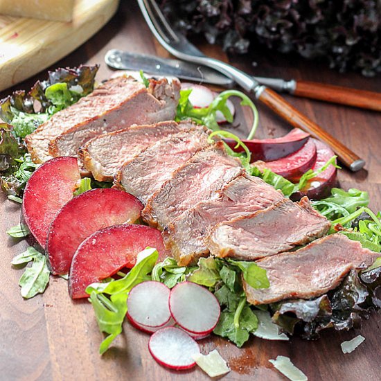 NY Strip Salad with Plums