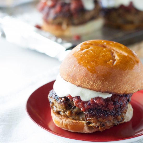 Turkey Eggplant Parmesan Burgers