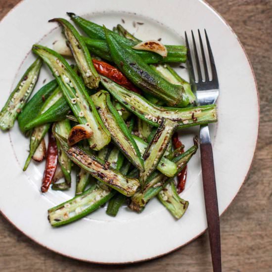 Blistered Okra with Garlic