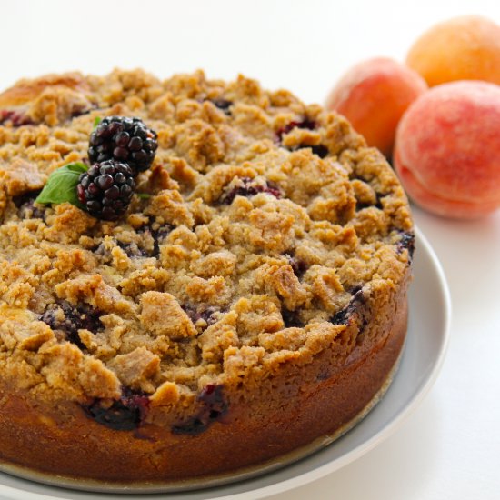 Blackberry peach coffee cake