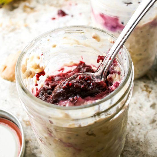 Peanut Butter Jelly Overnight Oats