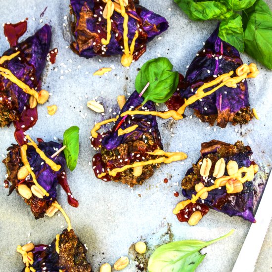 Paneer Stuffed Roasted Red Cabbage Cones