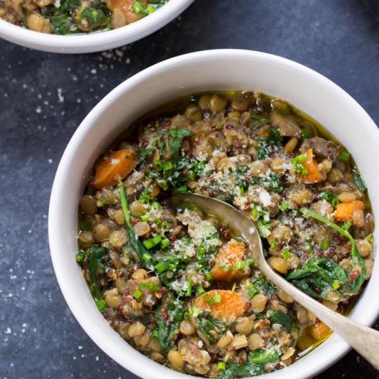 One-Pot Lentils + Red Quinoa