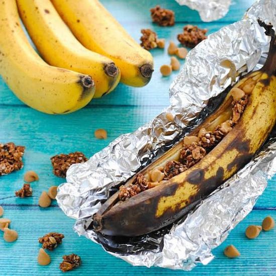 Peanut Butter Granola Banana Boats