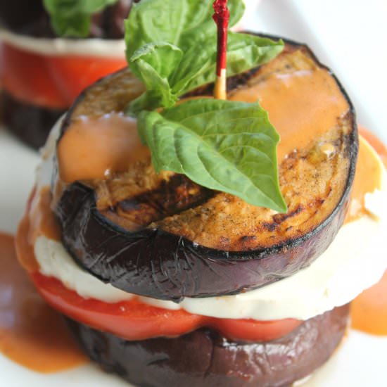 Eggplant Tomato & Mozzarella Stacks