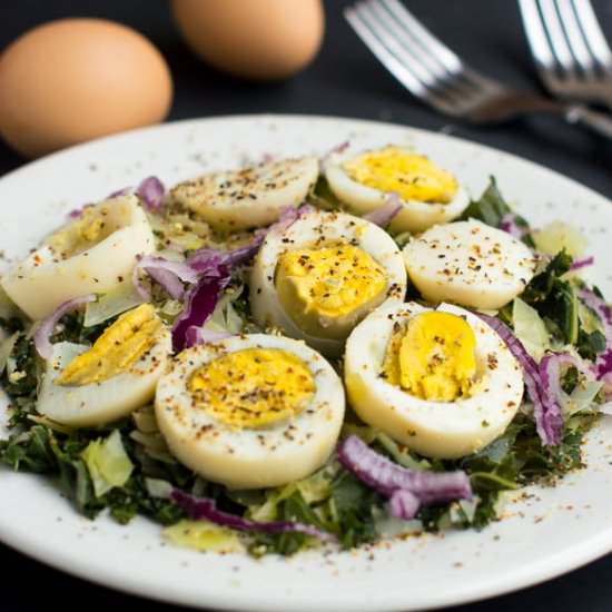 Boiled Eggs with Curly Kale