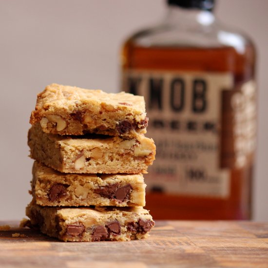 Brown butter bourbon blondies