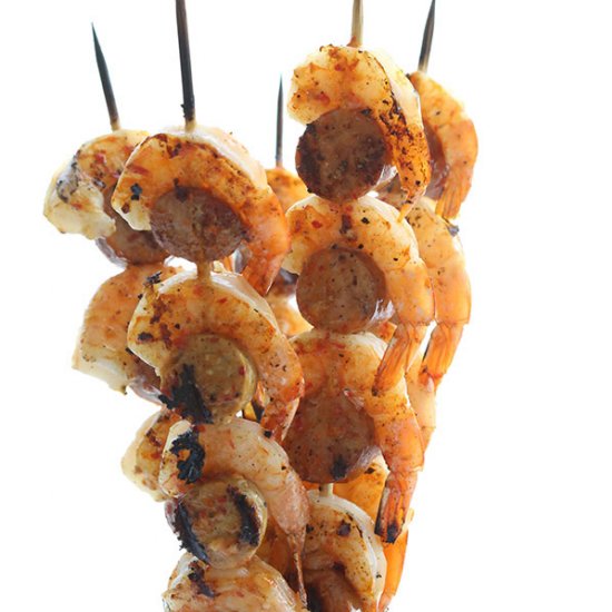 Spicy Shrimp Sausage Skewers