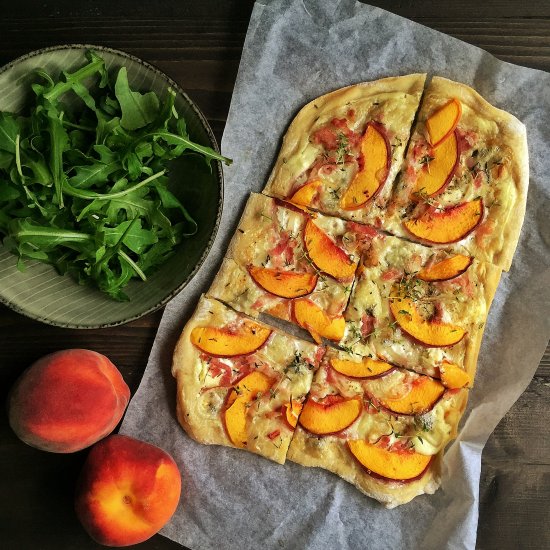 Peach & Gorgonzola Flammkuchen