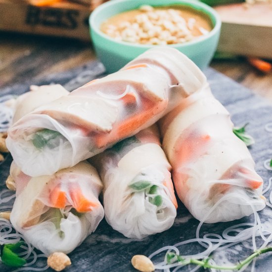 Tofu Spring Rolls With Spicy Peanut Sauce