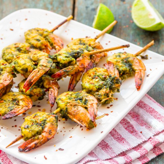 Grilled Shrimps w/ Garlic and Herbs