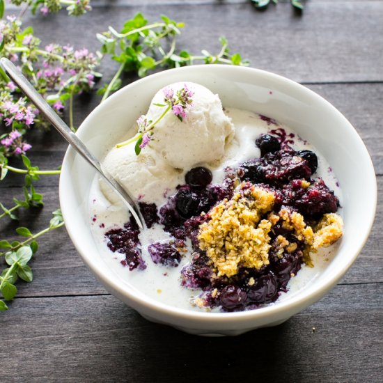 Blueberry Lemon Thyme Cornmeal Crisp