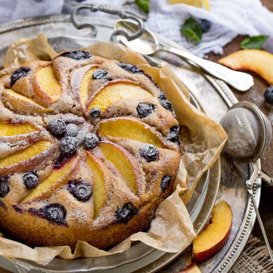 Vegan Blueberry Peach Yogurt Cake