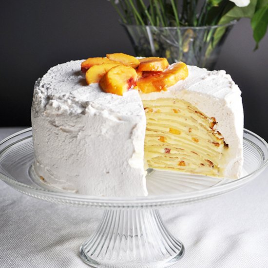 Peaches And Cream Crepe Cake