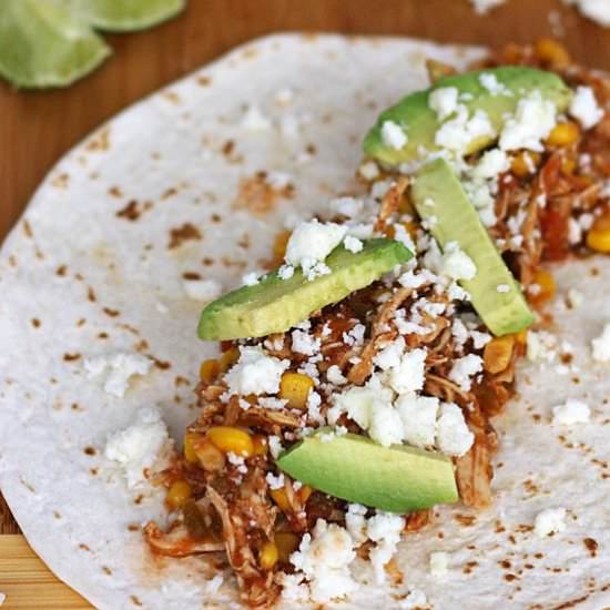 Easy Slow Cooker Salsa Chicken Taco