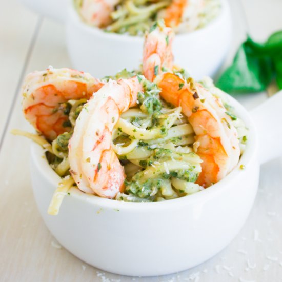 Shrimp Kale Pesto Pasta