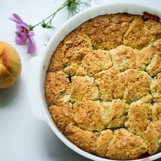 Gluten-free Peach Raspberry Cobbler