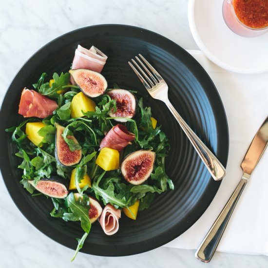 Fig, Golden Beet, Prosciutto Salad