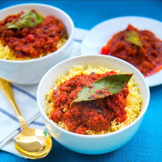 Vermicelli Pasta with Tomato Stew