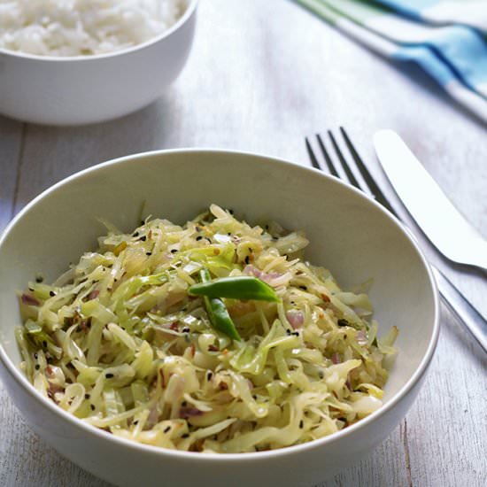 Stirfried Cabbage with Whole Spices