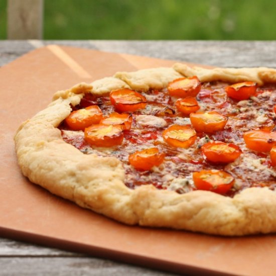 Caramelized Onion, Tomato and Blue Cheese Galette