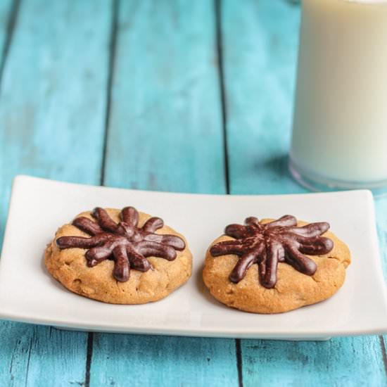 Chocolate Drizzled PB Cookies