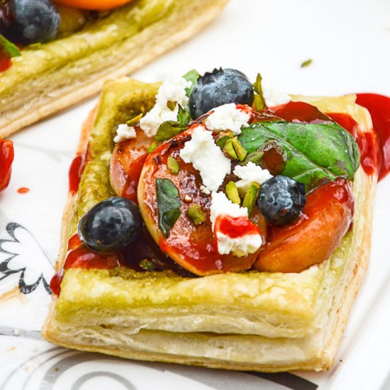 Peach Pesto Tart with Blueberries