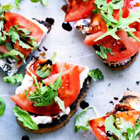 Olive Ricotta and Tomato Tartine