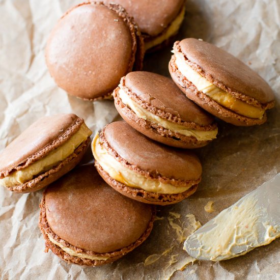 Chocolate Peanut Butter Macarons