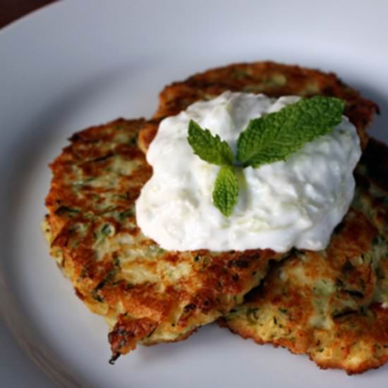 Greek Zucchini Fritters & Tzatziki