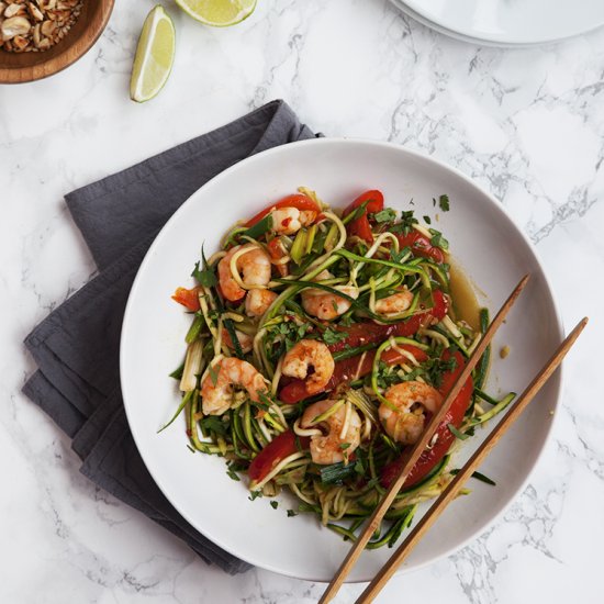 Courgette Noodles with Prawns