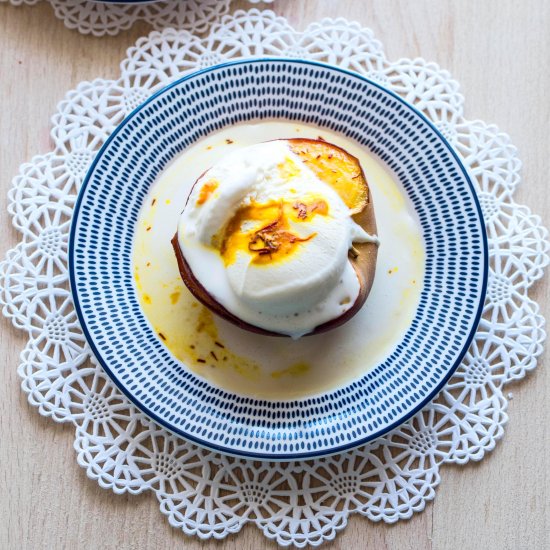 Baked Peach with Saffron