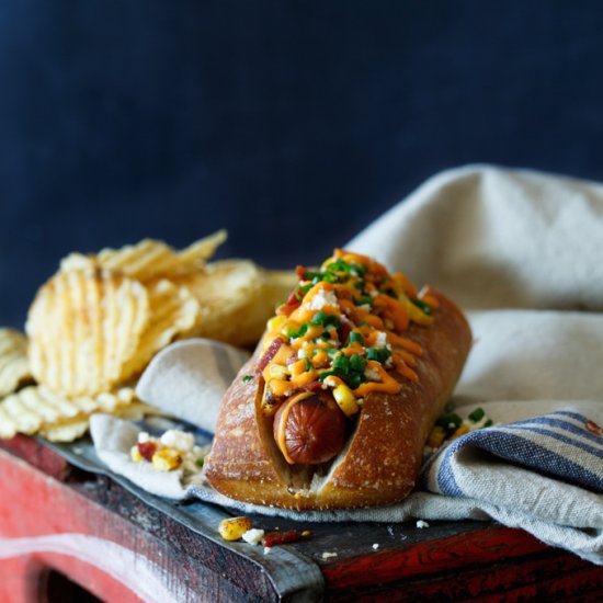 Bacon Mexican Street Corn Hot Dog