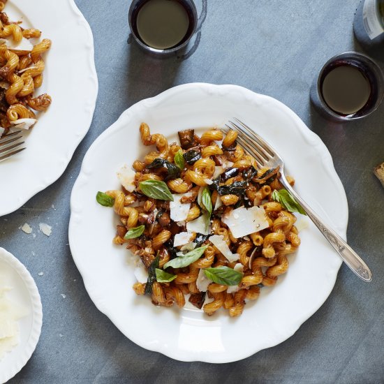 Cavatappi and Eggplant Ragu