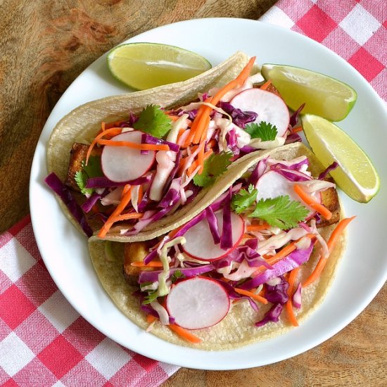 Quick Tofu Tacos with Veggie Slaw