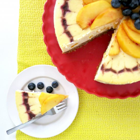 Peach and Blueberry Cheesecake